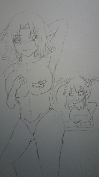 仕事前に下書き一枚。閃乱カグラから、雪泉と美野里です。水着を取り戻すために真剣に腰を降る雪泉。そんな腰を降る雪泉のお尻を 仕事前に下書き一枚。閃乱カグラから、雪泉と美野里です。水着を取り戻すために真剣に腰を降る雪泉。そんな腰を降る雪泉のお尻を