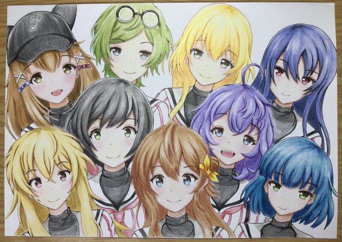 色鉛筆で「八月のシンデレラナイン」描きました#ハチナイ 色鉛筆で「八月のシンデレラナイン」描きました#ハチナイ