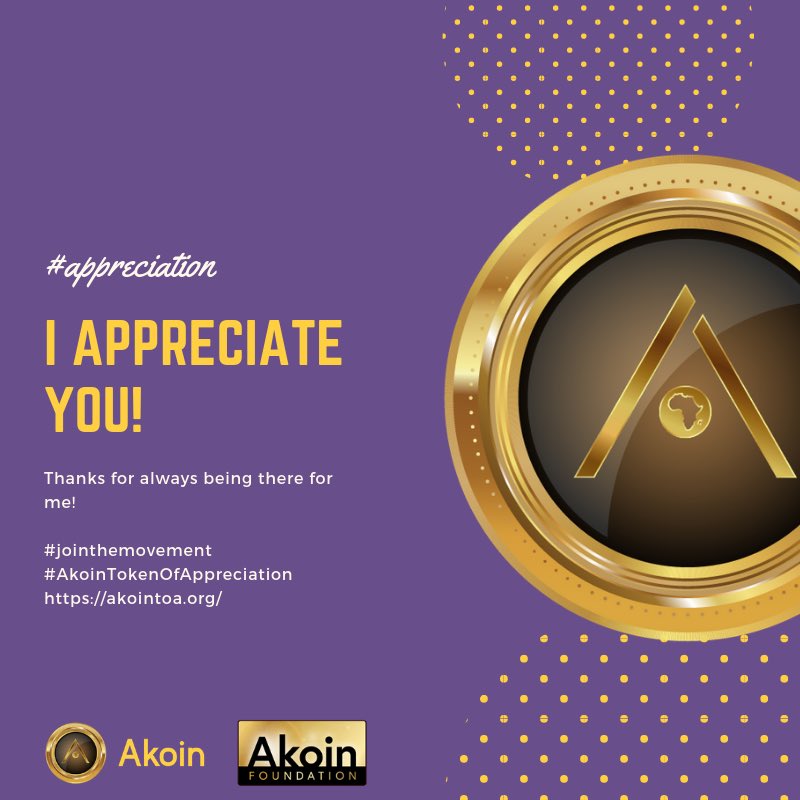 “I appreciate you…especially your heart.” Thanks to all the fans supporting Akoin!
#TokenOfAppreciation https://t.co/AaSaTxtSOT