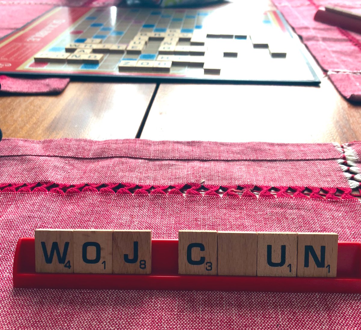 Playing scrabble. I think Woj should for sure be a word. I’m gonna try it! @wojespn #wojbomb #scrabble https://t.co/NrOnXLTc44