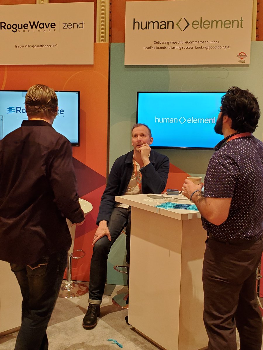 HumanElementA2: Here we see two humans in their natural environment. #boothlife #MagentoImagine https://t.co/MDtqkw6jmO