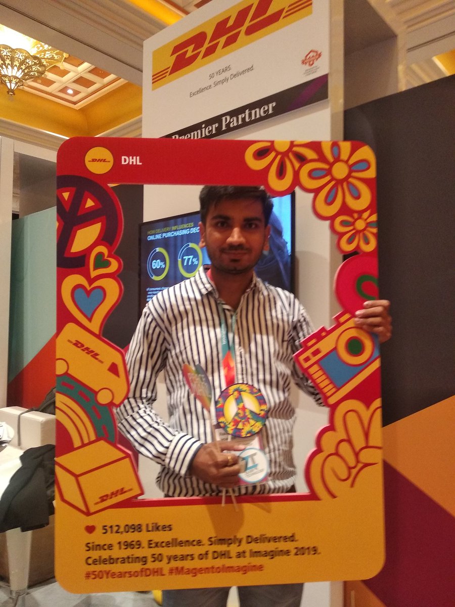 RakeshJesadiya: #50YearsofDHL #MagentoImagine  photo with @DHLUS booth #LasVegas #DHL https://t.co/KcZfK9rycA