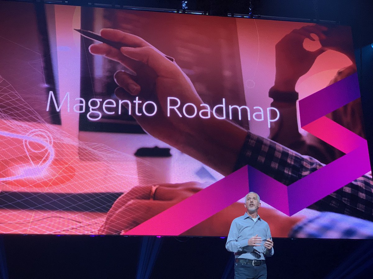 di_pola: First roadmap announcement: Adobe Sensei + Magento Commerce =  BOOM!!! @jasonwoosley_mg at #MagentoImagine https://t.co/EwJ2DLJN72
