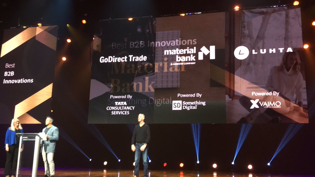 blackbooker: Best B2B innovation award goes to Material Bank!!! #MagentoImagine #ImagineExcellenceAwards https://t.co/y9W6YsPZ5T