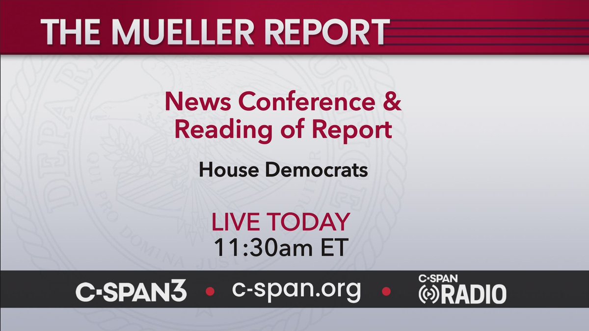 RT @cspan: .@HouseDemocrats Read Mueller Report – LIVE at 11:30am ET on C-SPAN3 https://t.co/Rd1wTjl29N https://t.co/ECQRLUJFOp