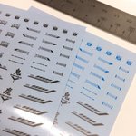 会社が導入した印刷機でデカール印刷を試してみました。白こそ刷れないものの印刷精度はレーザープリンタよりもかなり高いので、イベント限定カラーなども企画していこうかと思っております。#EIGHT #wf2019s https://t.co/XKK8TilZVN