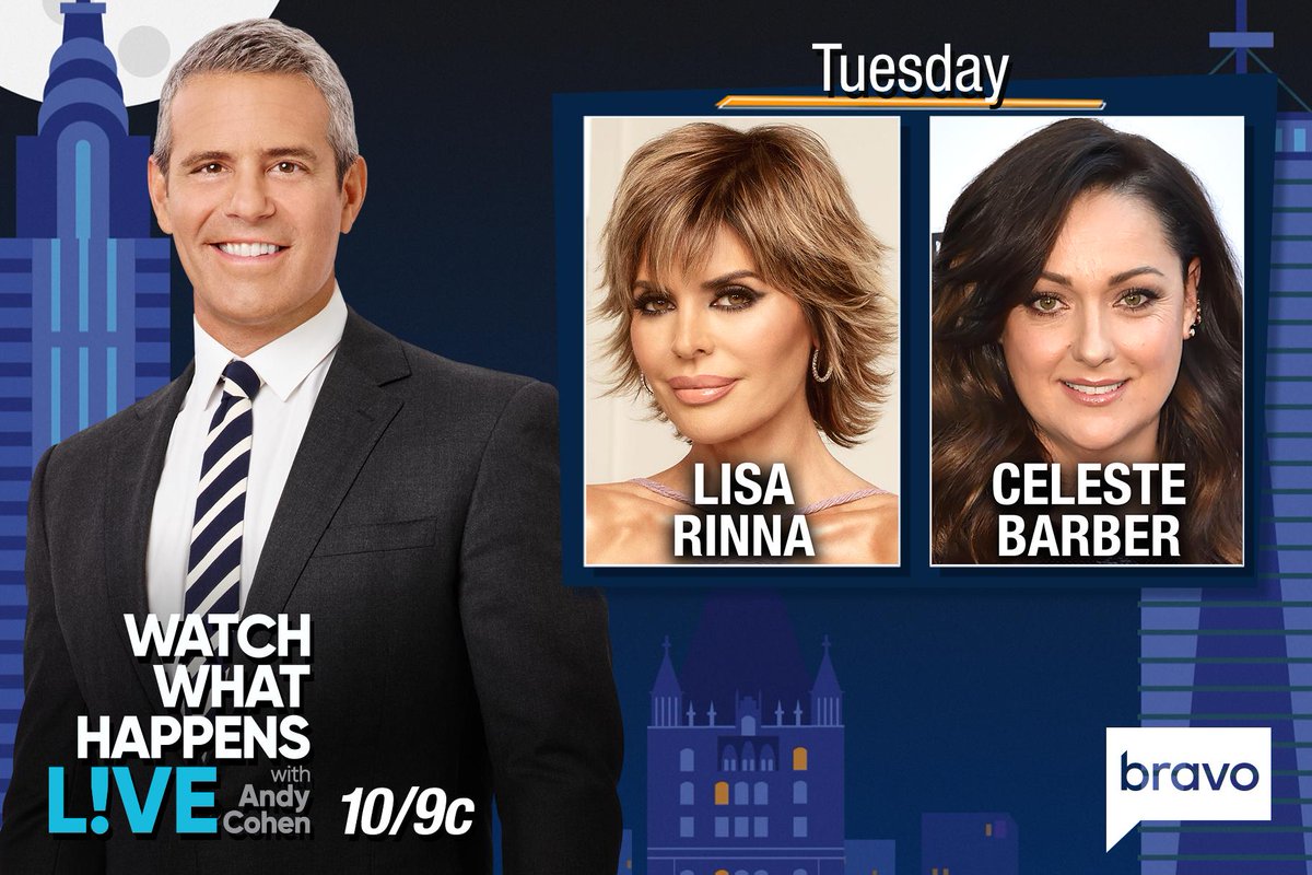 RT @BravoWWHL: TONIGHT at 11/10c we’re LIVE w/ @lisarinna & @celestebarber_! Start tweeting @Andy your questions! https://t.co/8jVeJiC8sa
