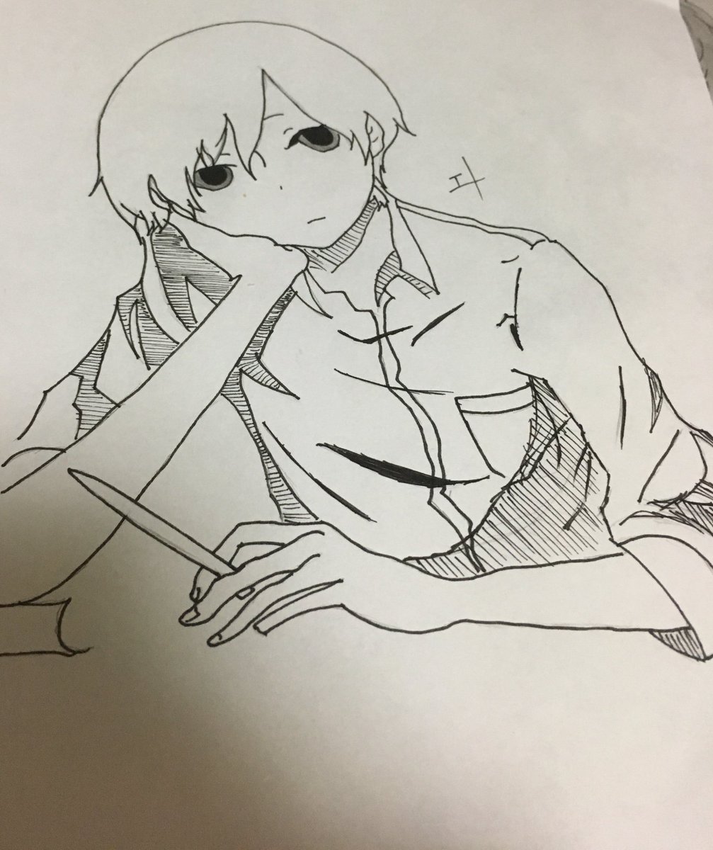 昨日描いた田中ー^^気だるいわ…#たなけだ 昨日描いた田中ー^^気だるいわ…#たなけだ