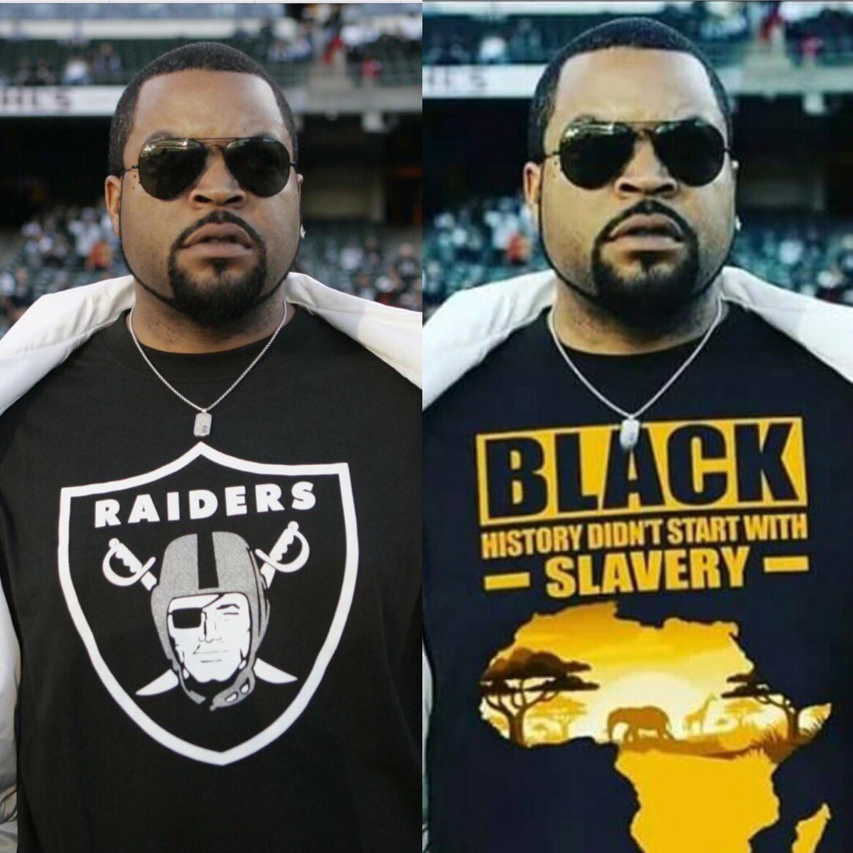 The Raiders shirt is real. That other one is photoshopped. https://t.co/PFS0o9k2as