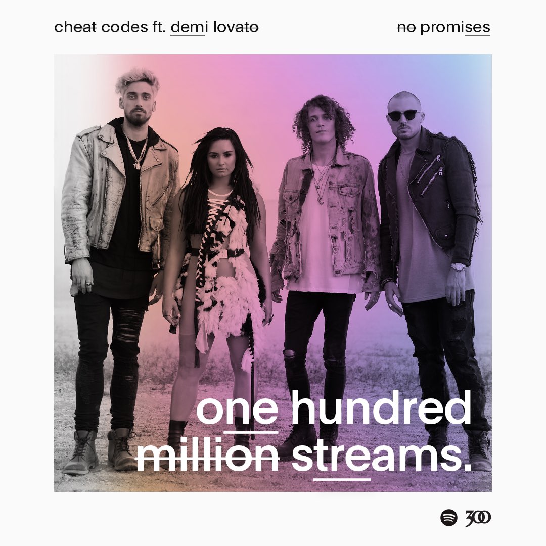 RT @CheatCodesMusic: THANKS for all the love ????????
100,000,000 on @Spotify ???? 
#NoPromises feat. @ddlovato ???????? https://t.co/g04t7ajZjp