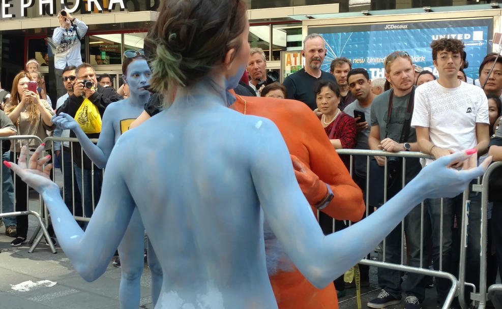 Nude Models Take Over Times Square for Body Painting 