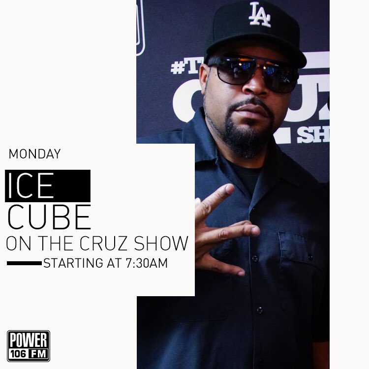 RT @Power106LA: Tune in to @icecube on The Cube Show at 7am! Listen live at https://t.co/RjIeNgGHKl #TheCruzShow https://t.co/OEItqVV5xC