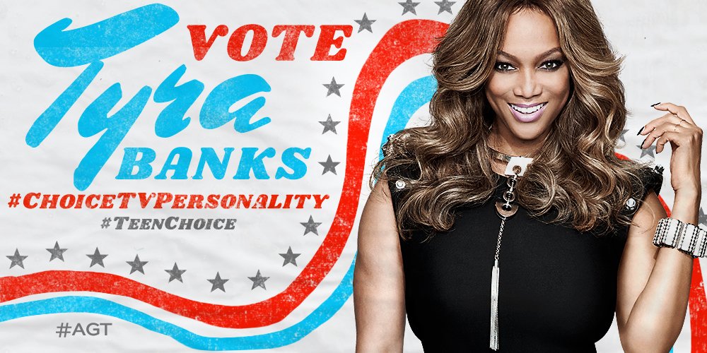 RT @AGT: FOLLOW SPREE! If your #ChoiceTVPersonality is @tyrabanks, RETWEET and you might get a follow tonight. ???? https://t.co/LcaUVoUTkc
