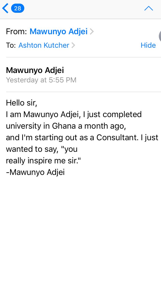 Found this in my inbox this morning. Mawunyo, you inspire me! Go get that career and build that life you want! https://t.co/JajG0Esei3