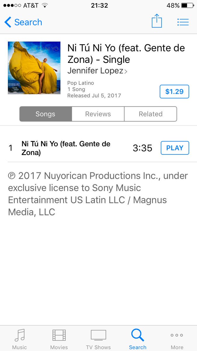 RT @iluvpaulaxjen: just bought #NiTuNiYo !!!! Absolutely love it!! Let's get it to the top of the charts!! @JLo https://t.co/4AN78fxxmY