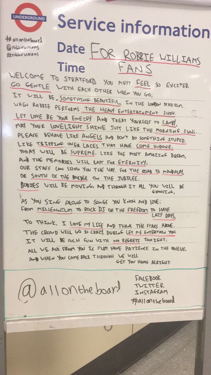 Information for tonight's show @allontheboard @LondonStadium https://t.co/FdX0y755qU