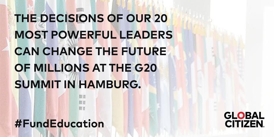 Where are my @GlblCtzn's? Now is the time to remind #G20 leaders to support @GPforEducation. https://t.co/wZJCWyDRiX https://t.co/dEoR0iXODV