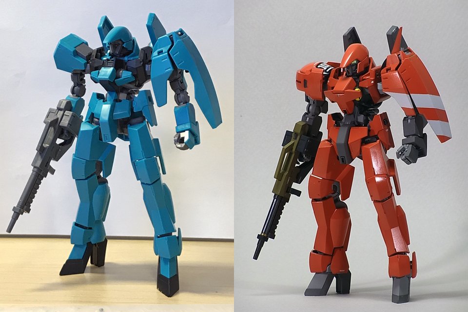 鉄血のオルフェンズのグレイズを、グリムゲルデやリッター、アインの部品を取り混ぜて、#ドラグナー に登場するダインに似せて 鉄血のオルフェンズのグレイズを、グリムゲルデやリッター、アインの部品を取り混ぜて、#ドラグナー に登場するダインに似せて