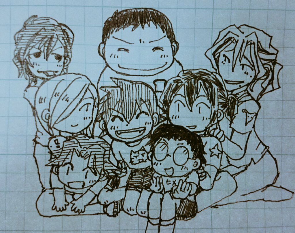 #弱虫ペダル#田所迅田所っちが愛されてることに気づいたので仕事の紙にメモ描き(^^;夏休みの親戚の集まりみたいなん?遠方 #弱虫ペダル#田所迅田所っちが愛されてることに気づいたので仕事の紙にメモ描き(^^;夏休みの親戚の集まりみたいなん?遠方