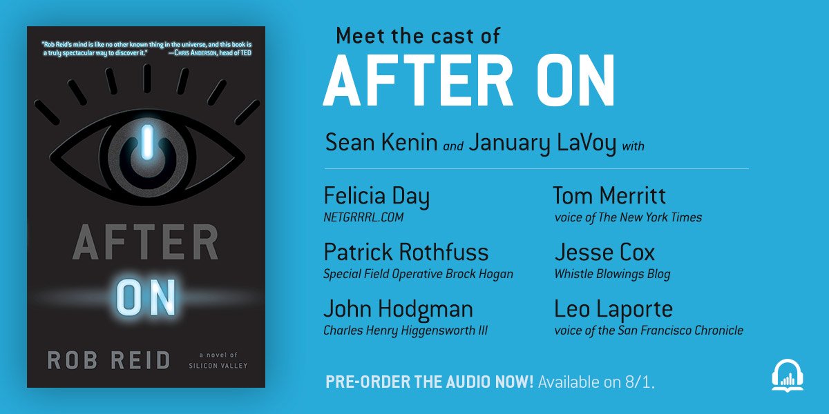 RT @Rob_Reid: After On's audiobook cast: @feliciaday @PatrickRothfuss @hodgman @acedtect @jessecox @leolaporte !! https://t.co/xye6vZfBti