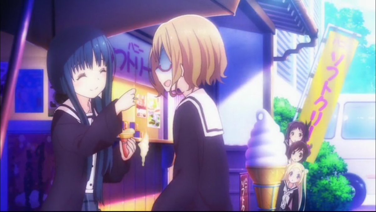 #毎日ハナヤマタ今日からはハナヤマタの世界を彩る、女子中学生が大好きなスイーツ編。まずはオープニングのソフトクリームから #毎日ハナヤマタ今日からはハナヤマタの世界を彩る、女子中学生が大好きなスイーツ編。まずはオープニングのソフトクリームから