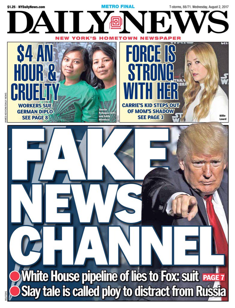 Today's cover of the Daily News. https://t.co/LnjY5KJ0G7