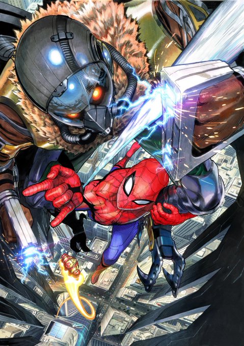 【🕷️ド迫力の空中戦コラボイラスト解禁🤟】大のスパイダーマンファンで『アイシールド21』『ワンパンマン』の漫画家・村田雄 【🕷️ド迫力の空中戦コラボイラスト解禁🤟】大のスパイダーマンファンで『アイシールド21』『ワンパンマン』の漫画家・村田雄