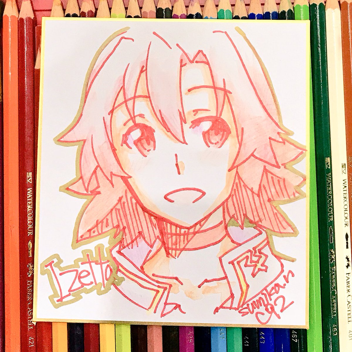 もう1回イゼッタさん色紙描きました。最初のより歳上。 もう1回イゼッタさん色紙描きました。最初のより歳上。