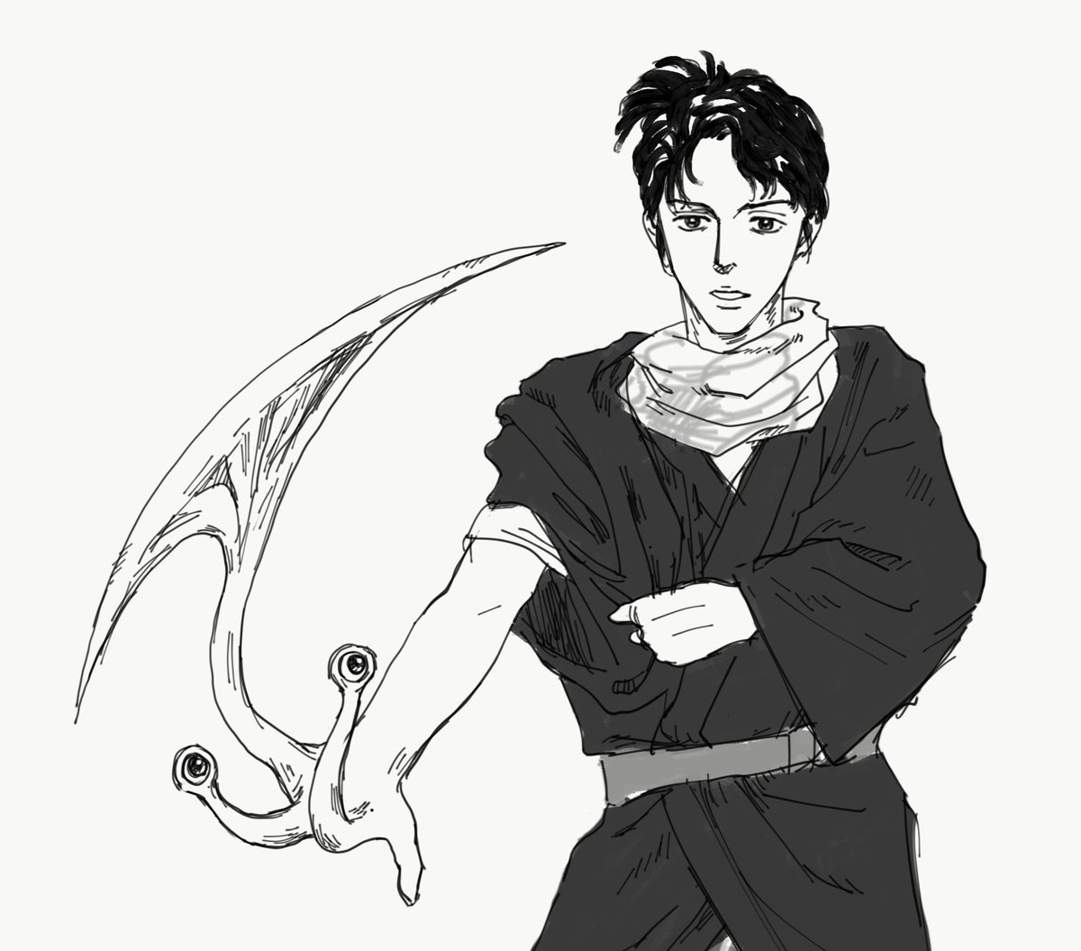 吉田健悟さん、寄生獣大好きが判明した記念。カジにミギーを寄生させてみた。#虎絵 吉田健悟さん、寄生獣大好きが判明した記念。カジにミギーを寄生させてみた。#虎絵