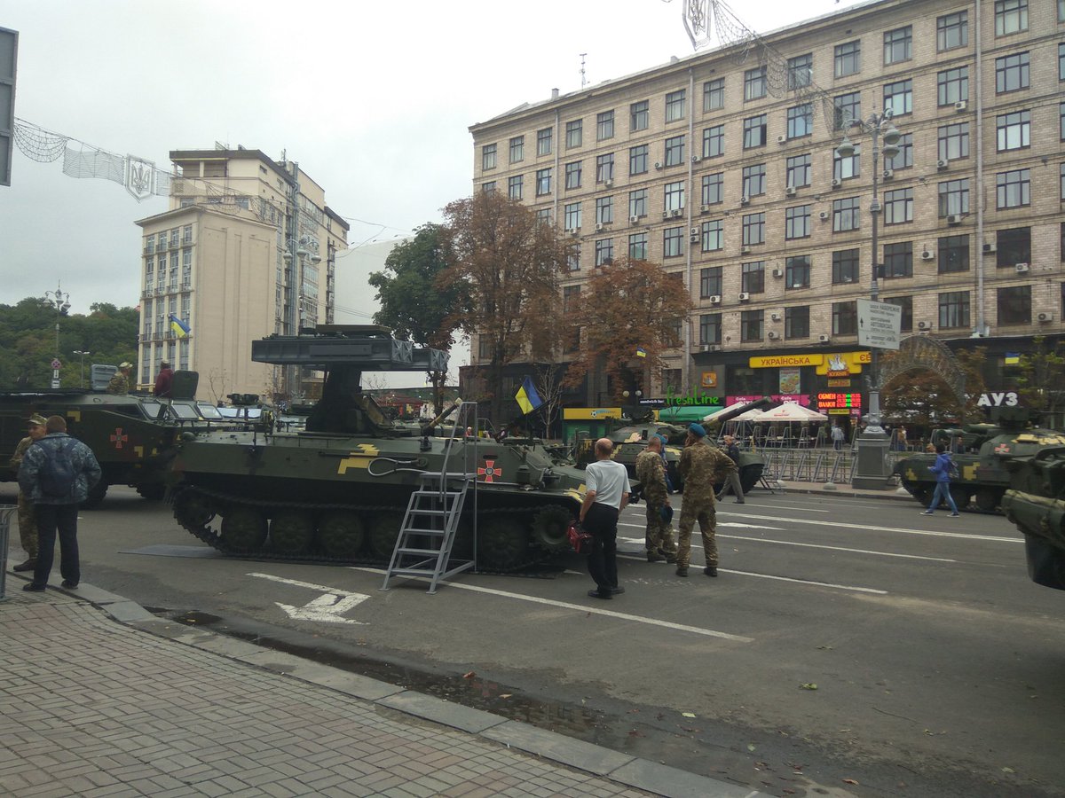 Ukrainian air-defense vehicles for military parade in Kyiv...
