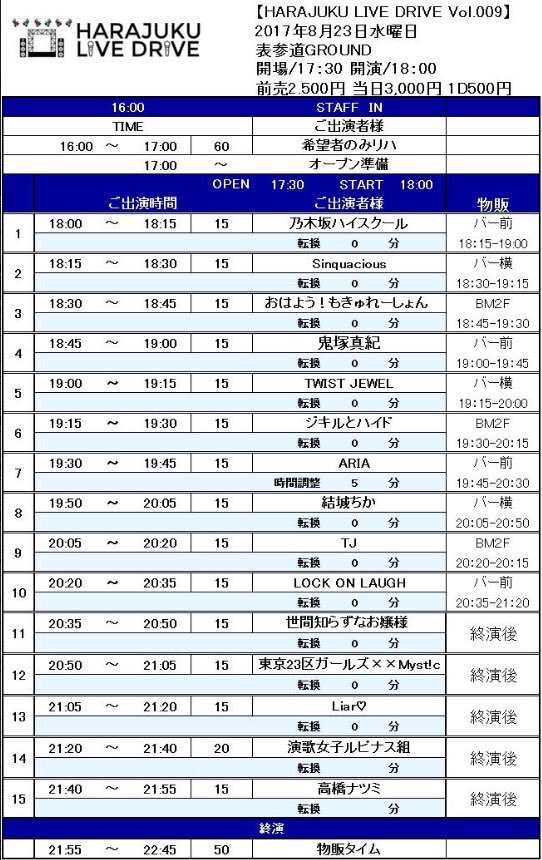 乃木坂ハイスクール、おはもきゅ、TWIST JEWEL、ジキルとハイド、ARIA、結城ちか、TJ、Liar等!本日!「8 乃木坂ハイスクール、おはもきゅ、TWIST JEWEL、ジキルとハイド、ARIA、結城ちか、TJ、Liar等!本日!「8