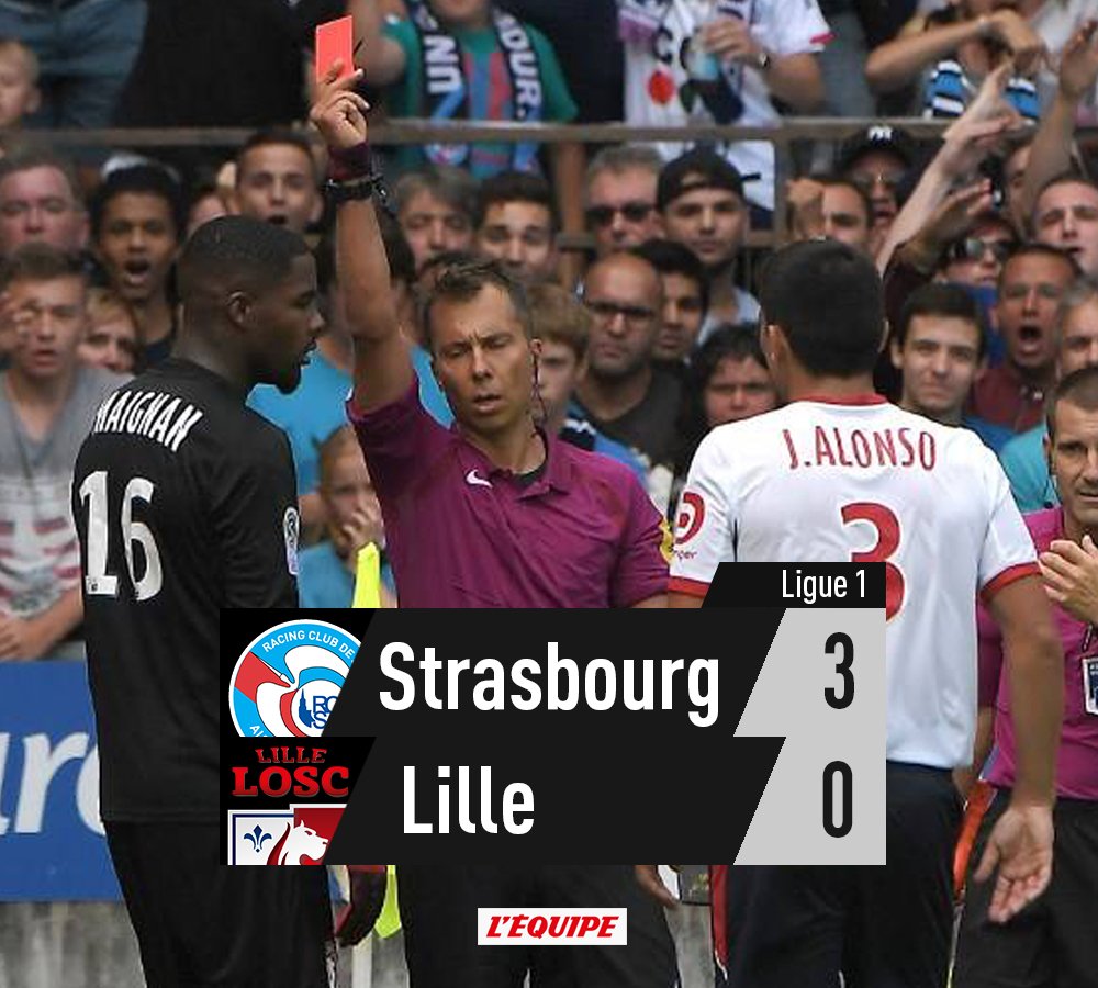 Strasbourg bat des Lillois privés de gardien après l'heure de jeu