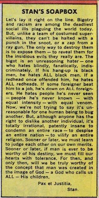 RT @TheRealStanLee: As true today as it was in 1968. Pax et Justitia - Stan https://t.co/VbBtiZzUch