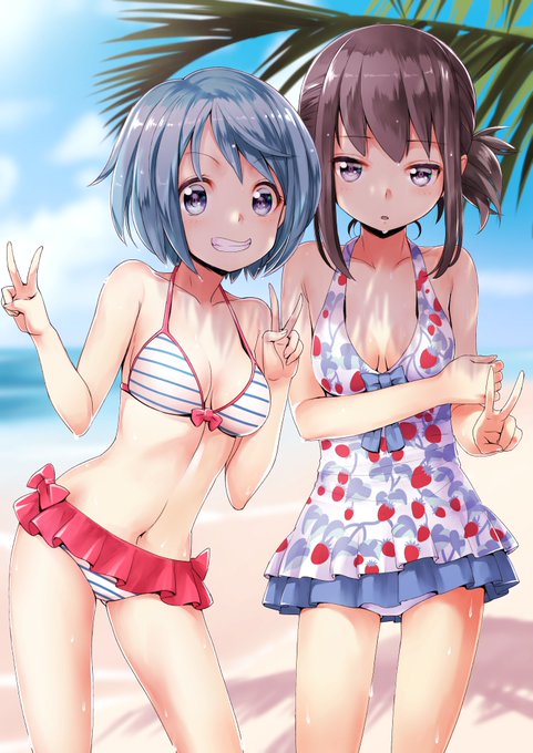 お題箱より、「水着さやほむ」#魔法少女まどかマギカ #暁美ほむら#美樹さやか お題箱より、「水着さやほむ」#魔法少女まどかマギカ #暁美ほむら#美樹さやか