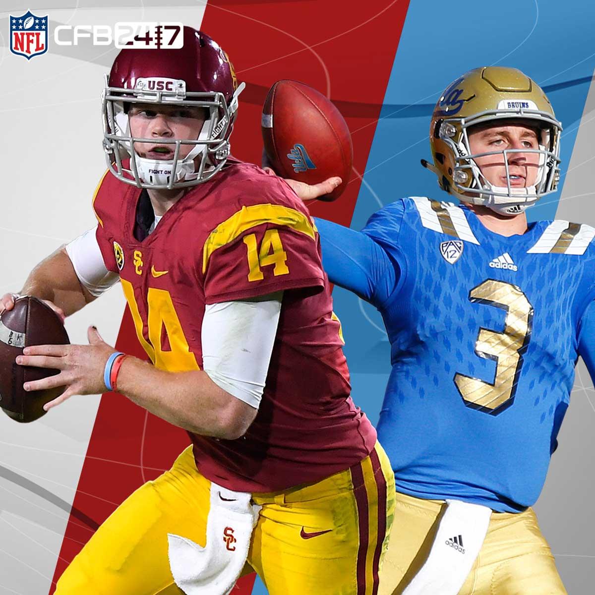 西海岸のカレッジフットボール最大のライバル。USCとUCLAに全米級のQB。USCのダーノルドの株は急上昇。UCLAのロ 西海岸のカレッジフットボール最大のライバル。USCとUCLAに全米級のQB。USCのダーノルドの株は急上昇。UCLAのロ
