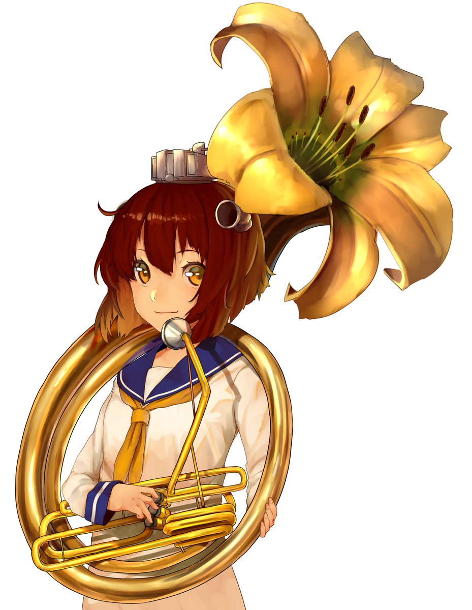 結構前から管楽器とかラッパ銃とか花っぽいから描きたいと思っていたのを描きました。スーザフォンって楽器とユリです。金属の質 結構前から管楽器とかラッパ銃とか花っぽいから描きたいと思っていたのを描きました。スーザフォンって楽器とユリです。金属の質