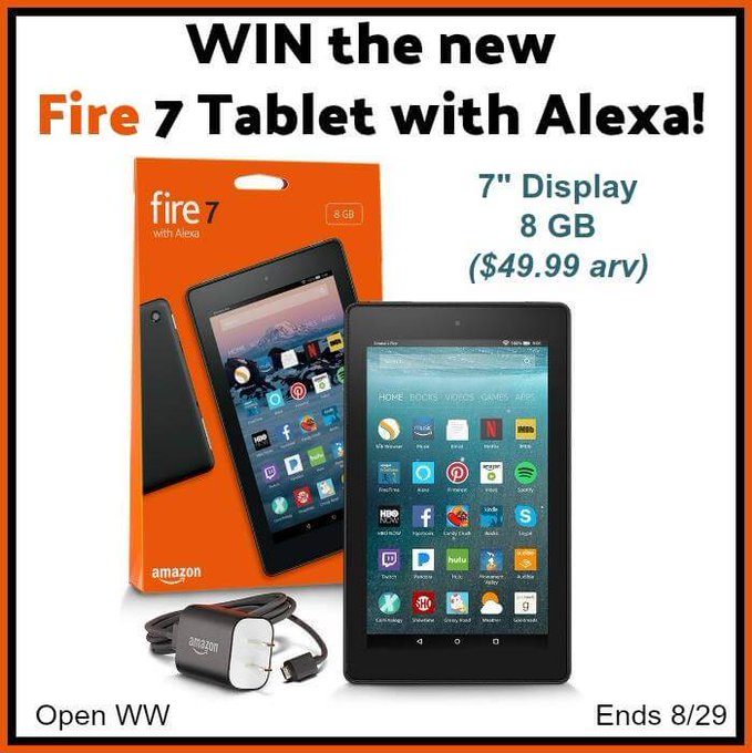 Kindle Fire 7 Tablet with Alexa Giveaway (8/29 WW) Kindle Fire 7 Tablet with Alexa Giveaway (8/29 WW)