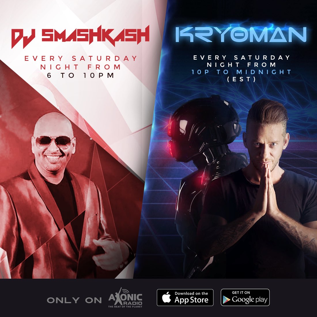 Download the @akonicradio app for free and tune into @DJSmashKASH & @Kryoman tonight!! https://t.co/6r3niB2dB5 https://t.co/s5zJs58cxW