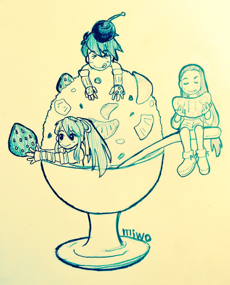 #平野耕太版深夜のお絵描き60分1本勝負遅刻ですみません。フリーお題ということで、九州名物 しろくまとドリフターズの3人 #平野耕太版深夜のお絵描き60分1本勝負遅刻ですみません。フリーお題ということで、九州名物 しろくまとドリフターズの3人