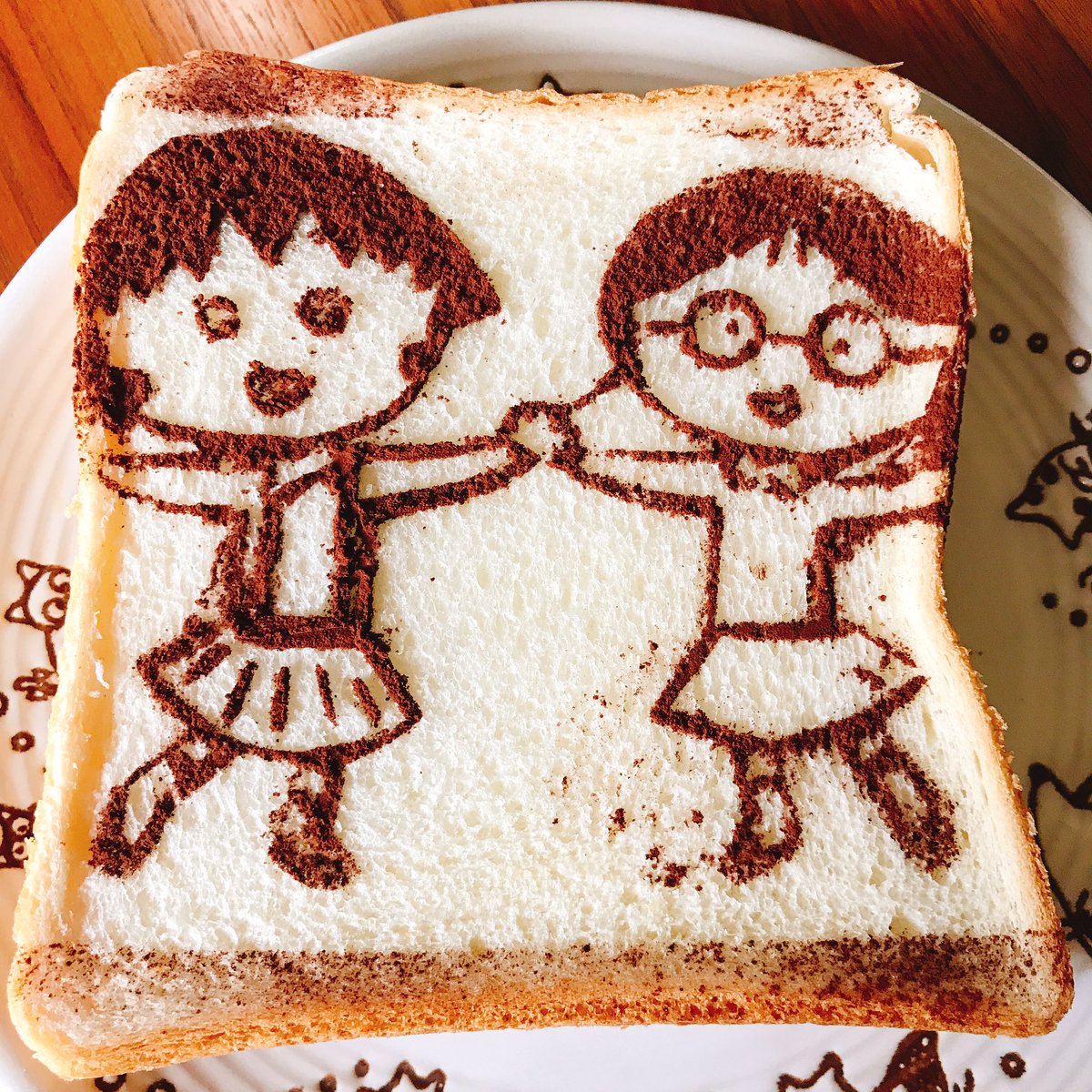 今日のトーストはちびまる子ちゃん!急いでやったら上手くいかなかった😅 今日のトーストはちびまる子ちゃん!急いでやったら上手くいかなかった😅