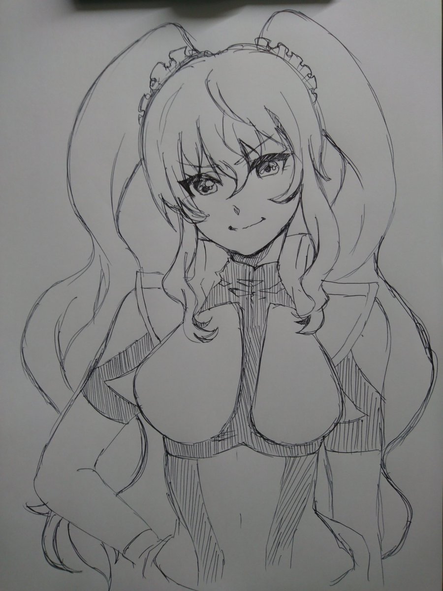 クロスアンジュのヒルダちゃんが可愛かったので。初描きで一発描き。 クロスアンジュのヒルダちゃんが可愛かったので。初描きで一発描き。