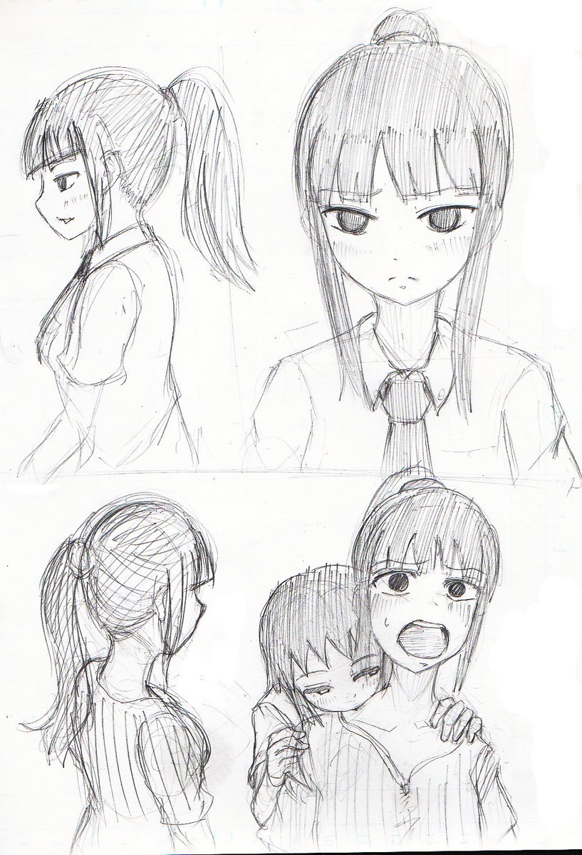 #ド嬢 ポニテ神林の習作落書き。ネタばかりがたまっていくのでそろそろちゃんと絵に落とし込まないとなー。 #ド嬢 ポニテ神林の習作落書き。ネタばかりがたまっていくのでそろそろちゃんと絵に落とし込まないとなー。