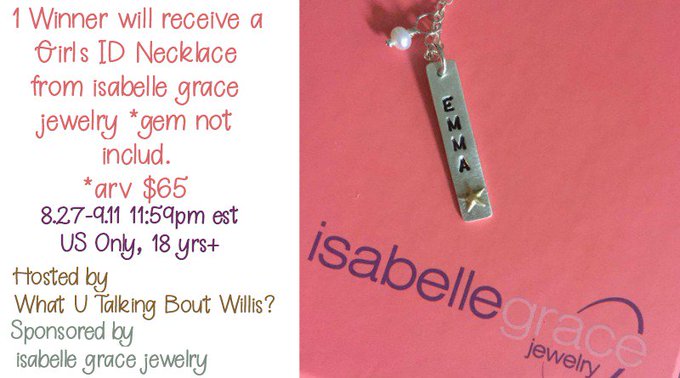 Enter to Win an isabelle grace Girl's ID Necklace (arv $65) Enter to Win an isabelle grace Girl's ID Necklace (arv $65)