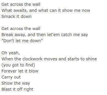 これOPのサビの歌詞なんですが、実はclockworkという単語が含まれていてだなクロックワーク・プラネット #prip これOPのサビの歌詞なんですが、実はclockworkという単語が含まれていてだなクロックワーク・プラネット #prip