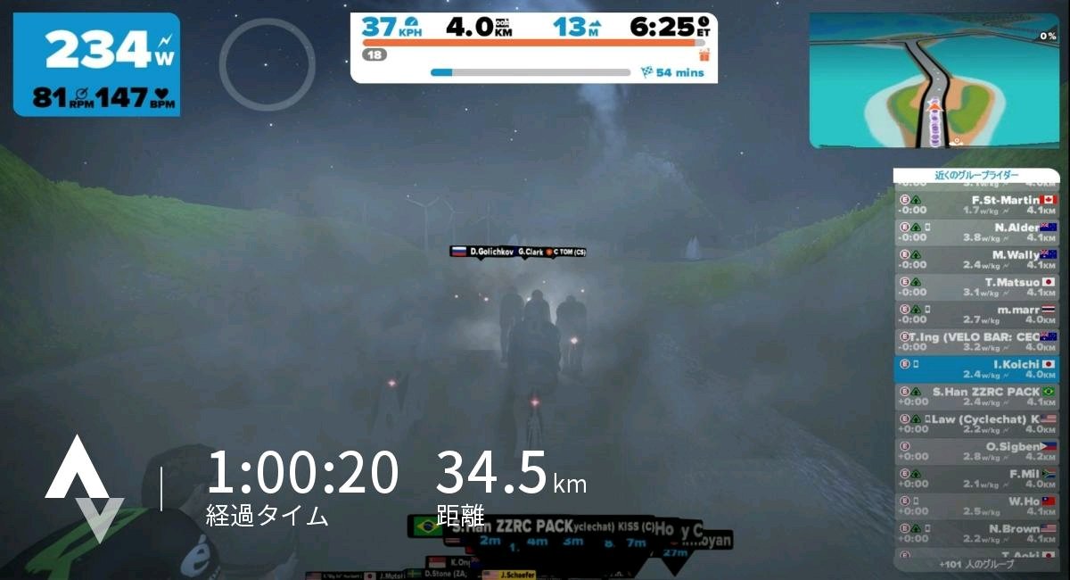 本日もお仕事前にZwift。Zwift Academyのグループライドに参加。スタート直後からペースが速い。マジか!? 本日もお仕事前にZwift。Zwift Academyのグループライドに参加。スタート直後からペースが速い。マジか!?