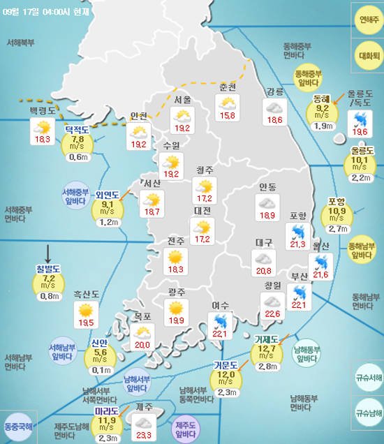 기상청 기해 풍랑주의보 비가 날씨 환자들은 9월 _polinews