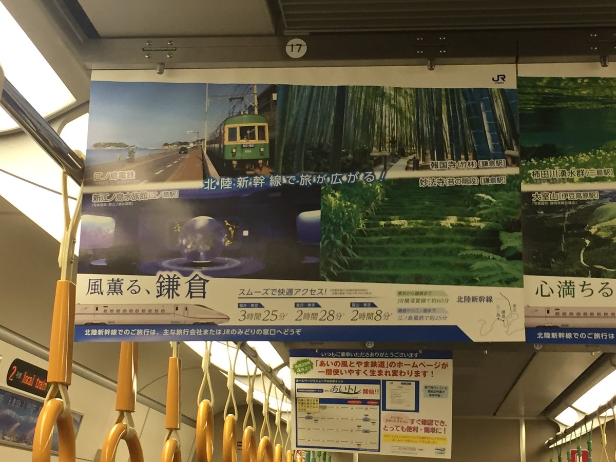 あいの風とやま鉄道にハナヤマタみ溢れる広告 あいの風とやま鉄道にハナヤマタみ溢れる広告