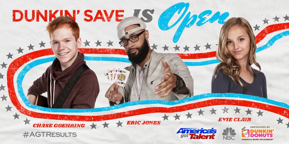 RT @AGT: The #DunkinSave is OPEN! Vote using the official #AGT app or https://t.co/aOKX8pMqyn NOW. #AGTResults https://t.co/pV6uBxK4Ci