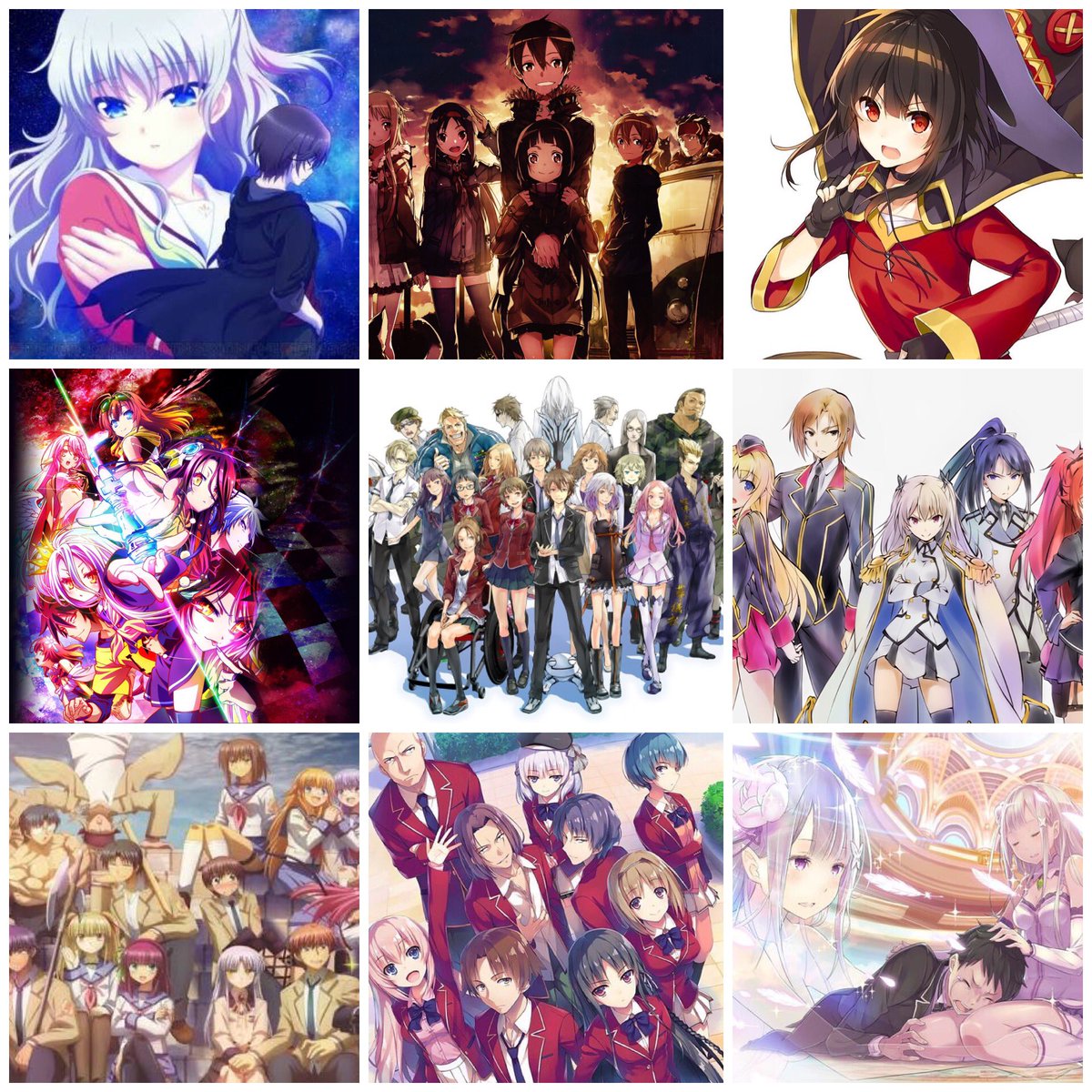 この中に好きなアニメある人リツイート #SAO #リゼロ #このすば #ノゲノラ #ギルクラ #クオリディアコード #よ この中に好きなアニメある人リツイート #SAO #リゼロ #このすば #ノゲノラ #ギルクラ #クオリディアコード #よ