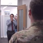 College student gets surprise visit from family on leave from National Guard